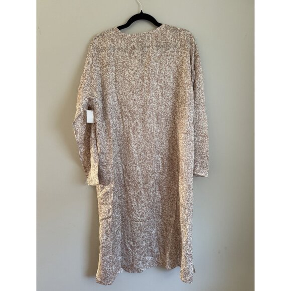 Eileen Fisher Prism Print Silk/Organic Cotton Long Sleeve Brown Dress NEW [jb] - Picture 10 of 10